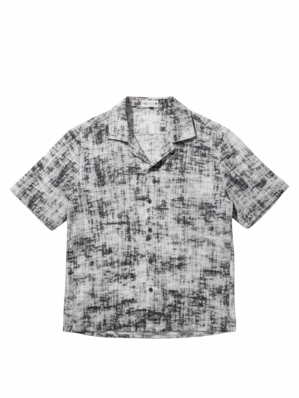 Zara Man Abstract Black White Camp Collar Short Sleeve Button Up Shirt Size S